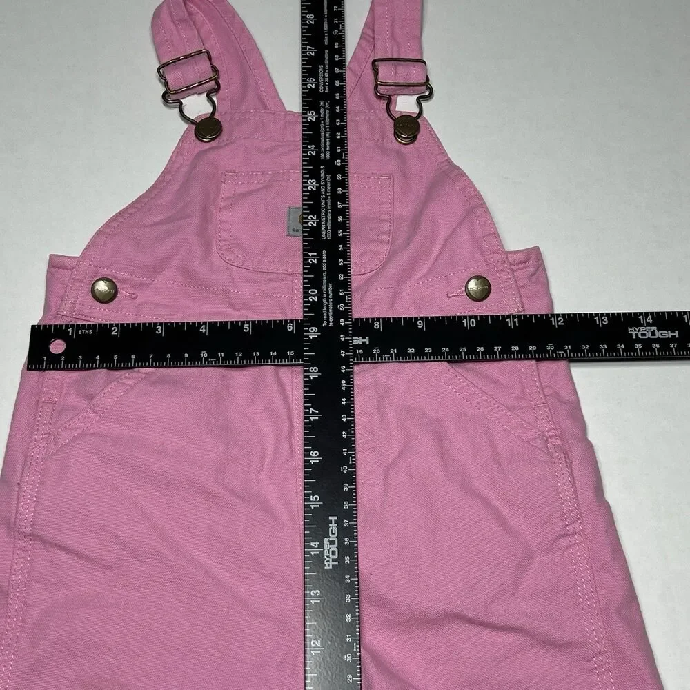 Carhartt Toddler Girls Pink Canvas Overalls Size 2T Heart Buckles Workwear